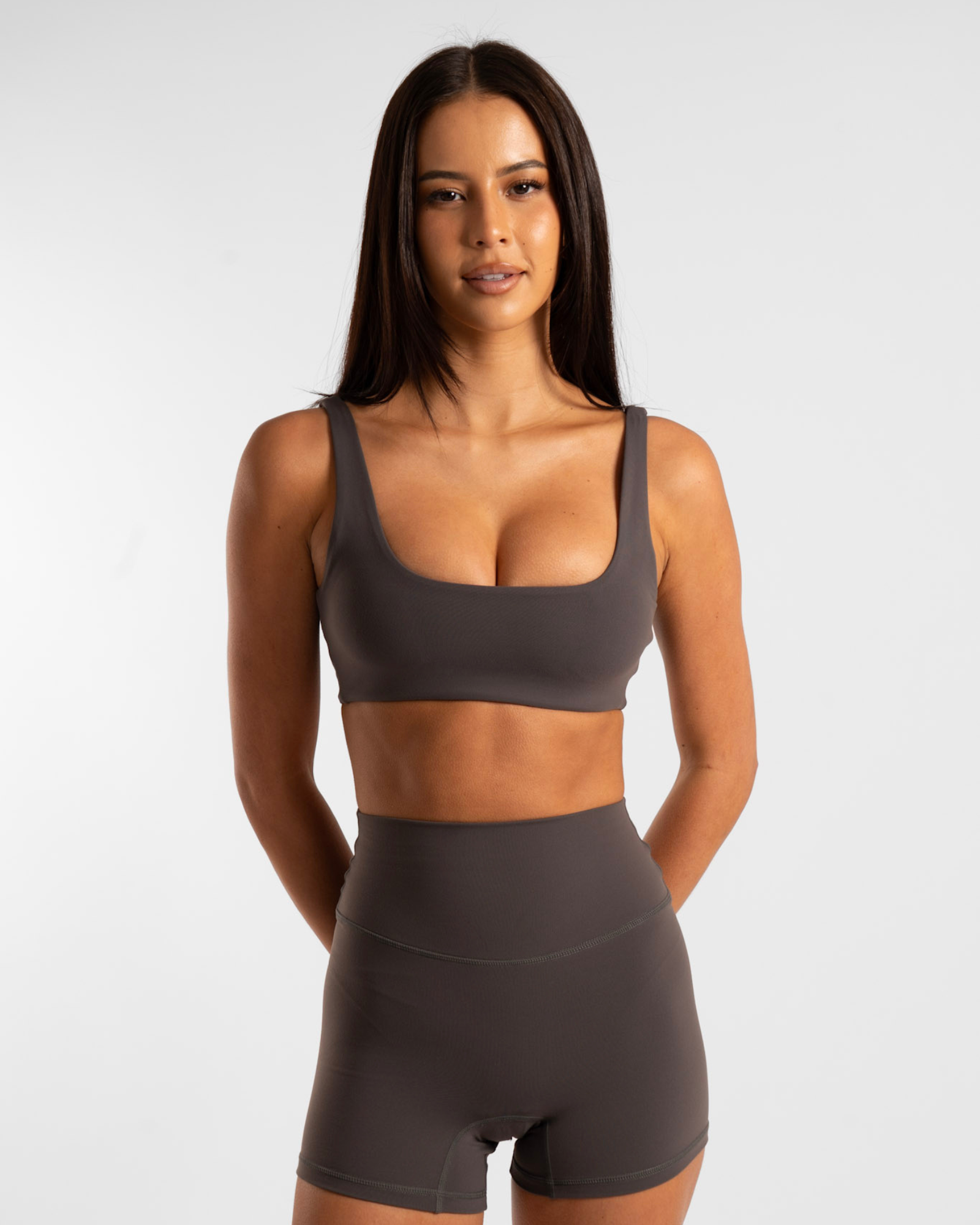 Square Neck Crop - Charcoal