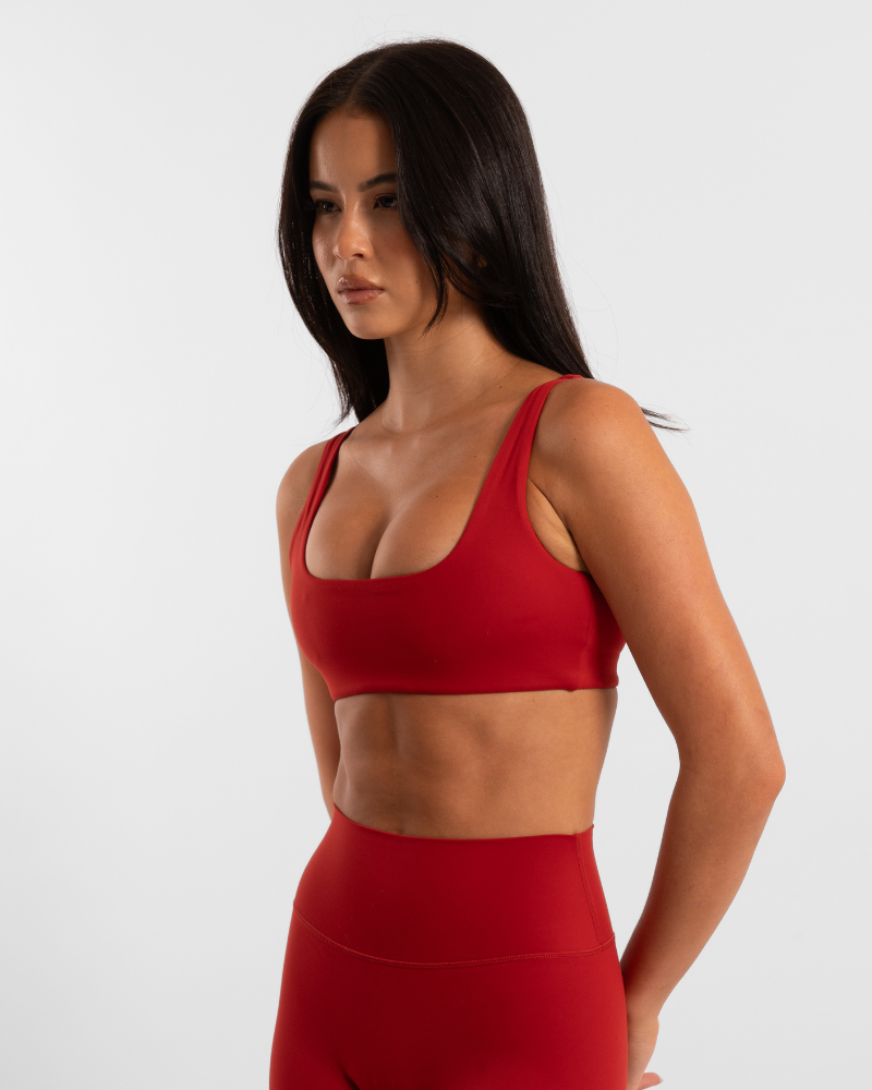 Square Neck Crop - Cherry Red