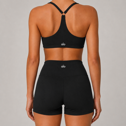 Burgundy Sports Bra & Shorts Set